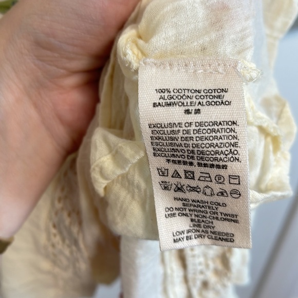 Free People Cream and Pink Floral Embroidered lined mini dress - Picture 3 of 4